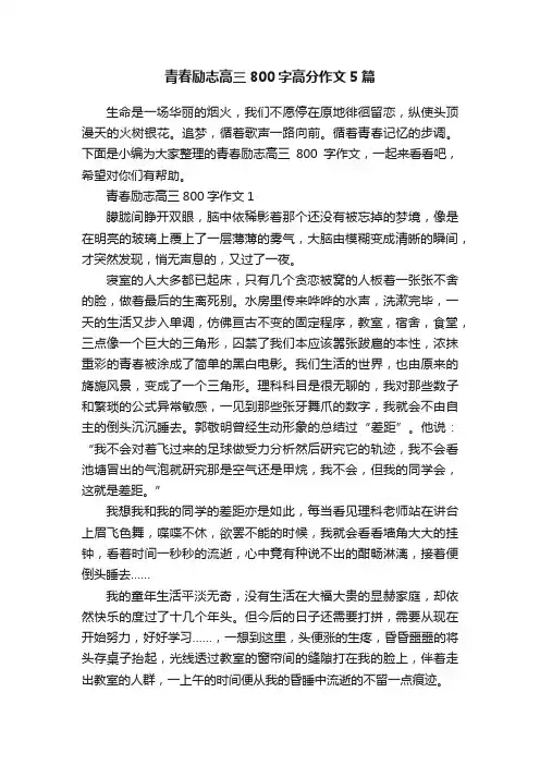 青春励志高三800字高分作文5篇
