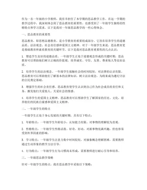 一年级思品教学心得体会