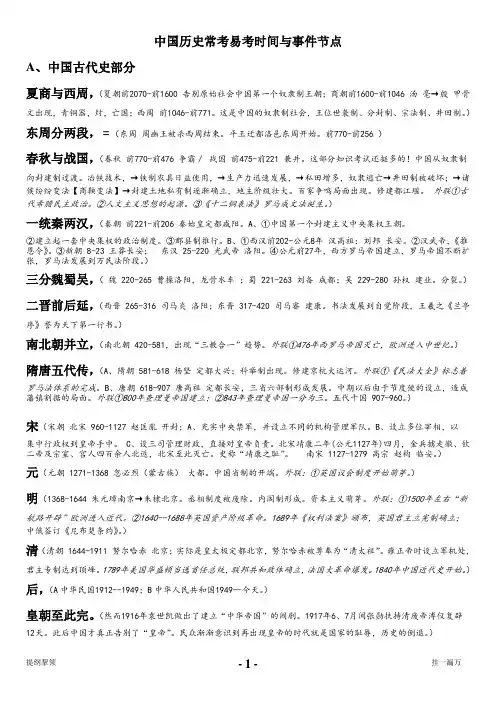 20140107中国历史常考易考时间与事件节点