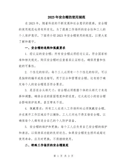 2023年安全帽的使用规范