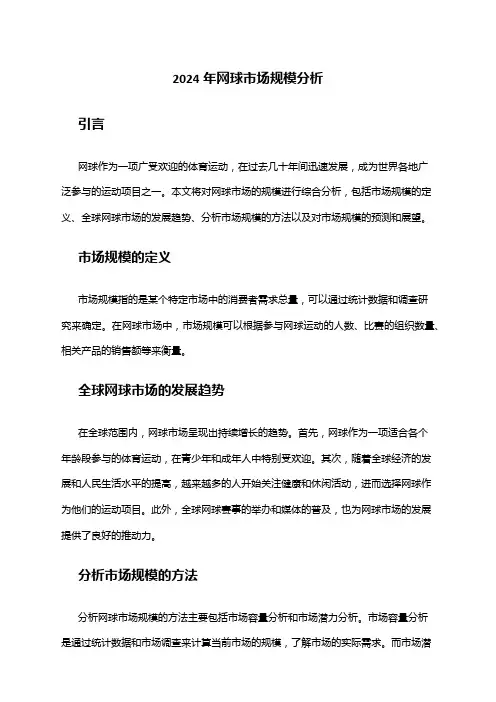 2024年网球市场规模分析