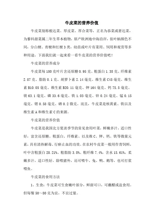 牛皮菜的营养价值