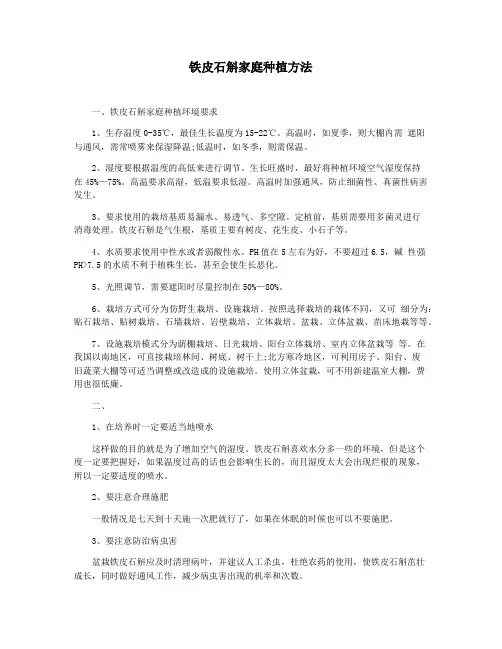 铁皮石斛家庭种植方法
