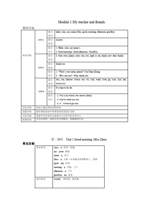 外研版七年级英语上册全部教案