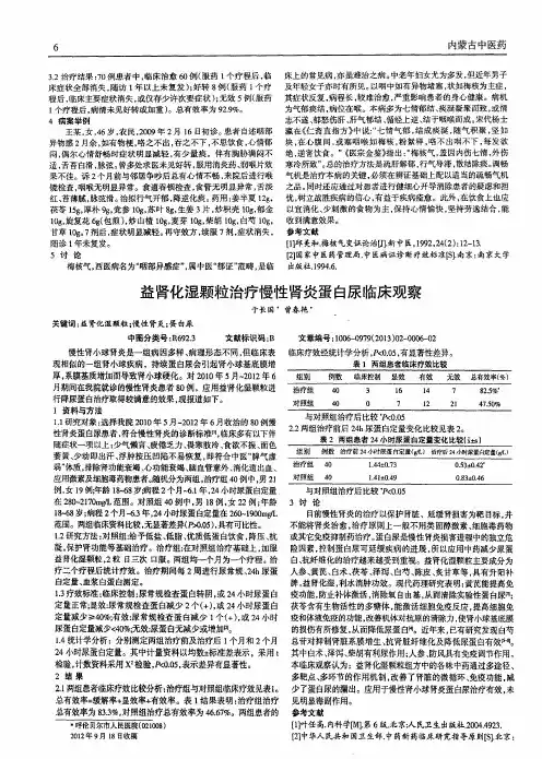 益肾化湿颗粒治疗慢性肾炎蛋白尿临床观察