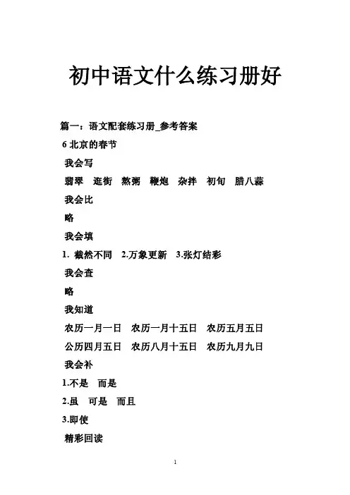 初中语文什么练习册好