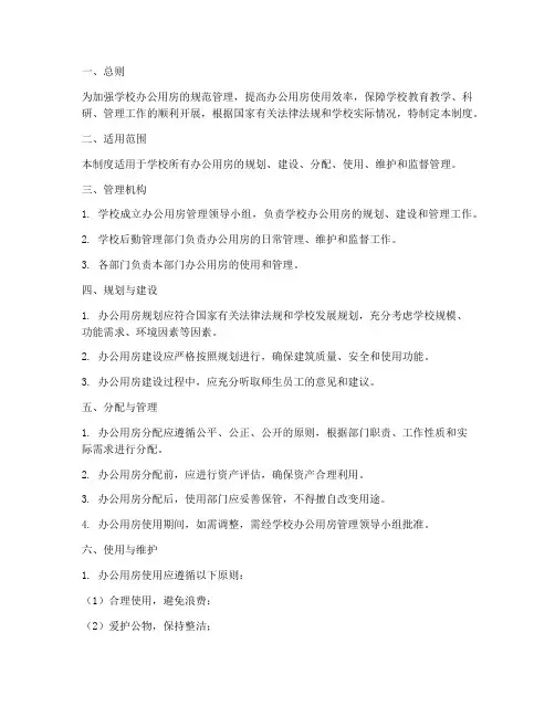 学校办公用房管理制度范文