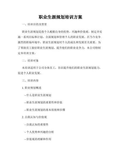 职业生涯规划培训方案