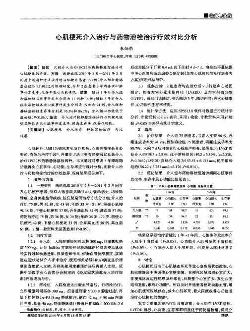 心肌梗死介入治疗与药物溶栓治疗疗效对比分析