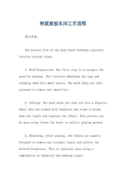 制浆浆板车间工艺流程