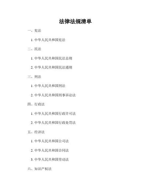 法律法规清单