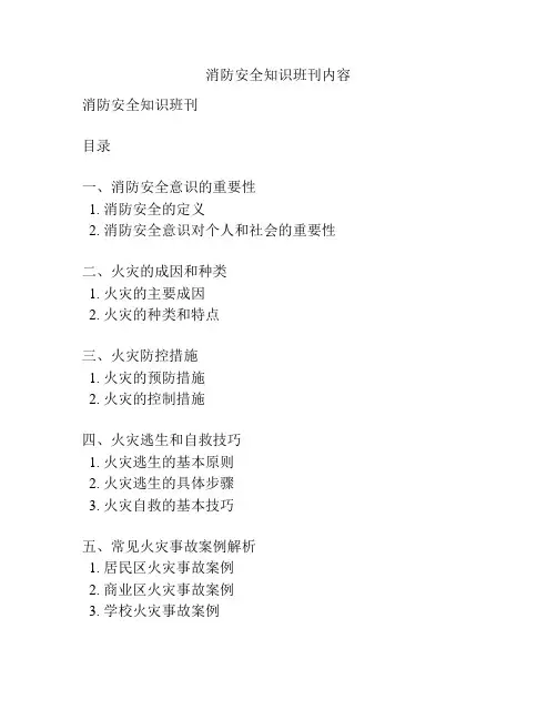 消防安全知识班刊内容