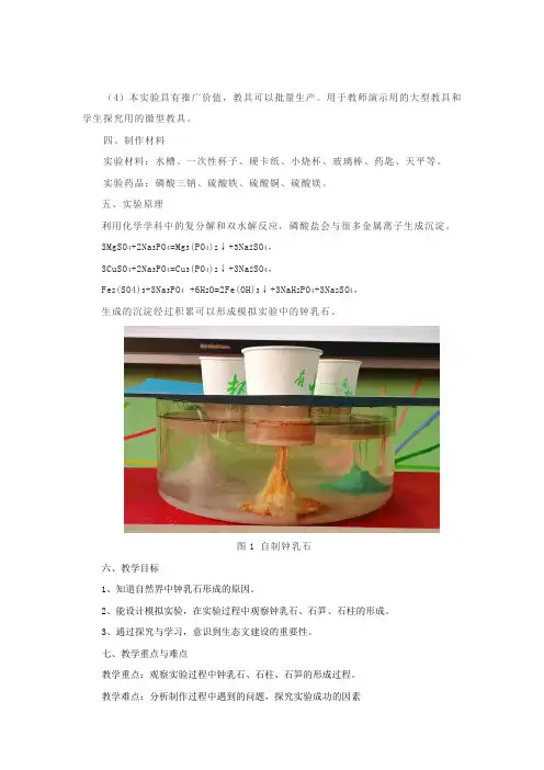 小学科学创新活动 溶洞里的钟乳石  说课稿