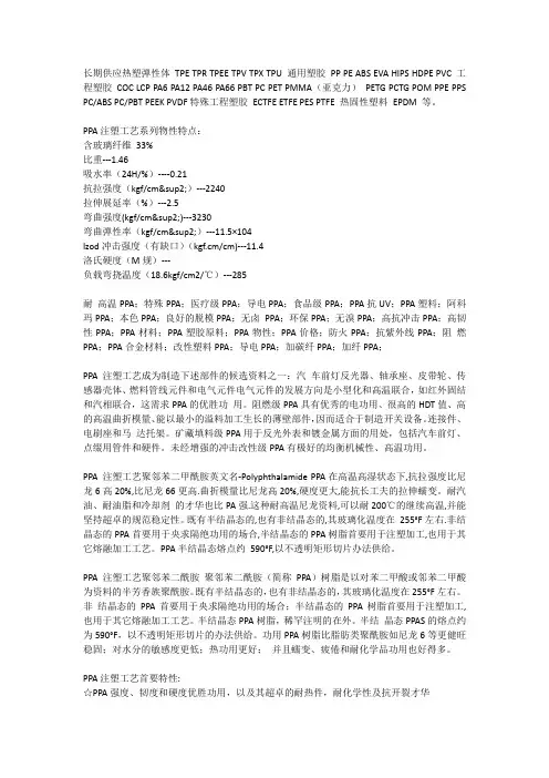 PPA注塑工艺