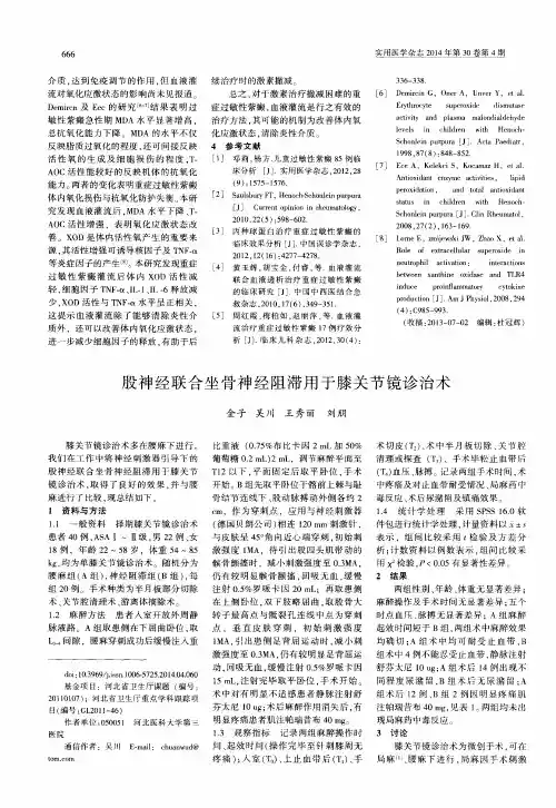 股神经联合坐骨神经阻滞用于膝关节镜诊治术