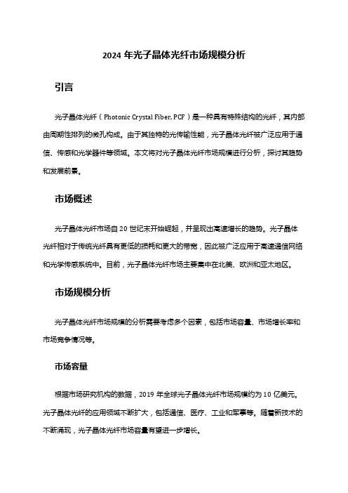 2024年光子晶体光纤市场规模分析
