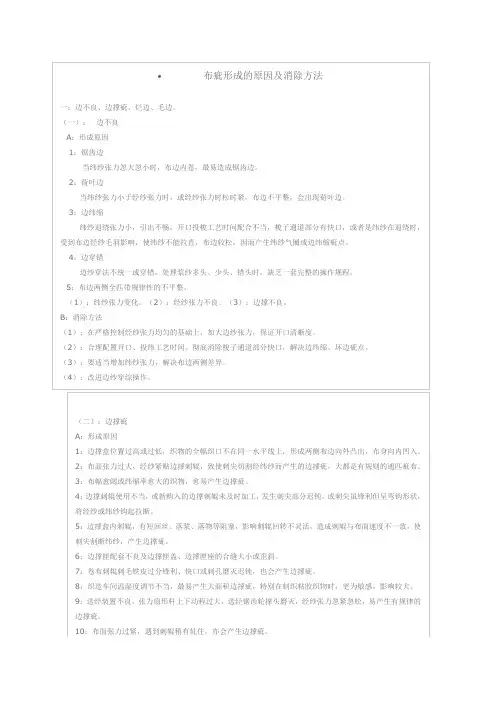 织布疵点原因及预防措施