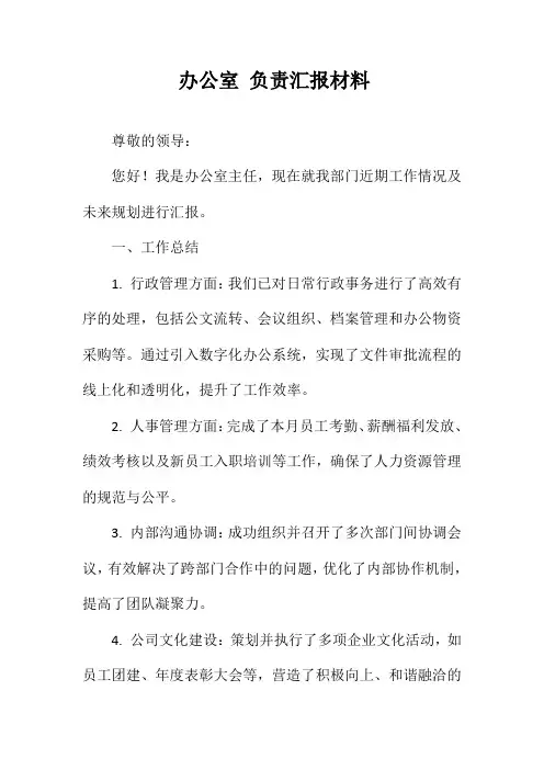 办公室 负责汇报材料