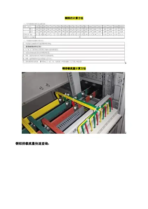 必藏 铜排计算方法 载流量计算方法 折弯经验计算表及高压柜铜排计算方法