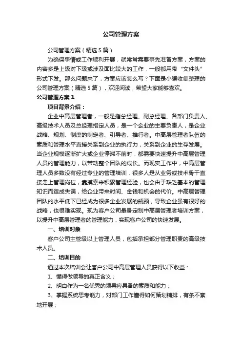 公司管理方案