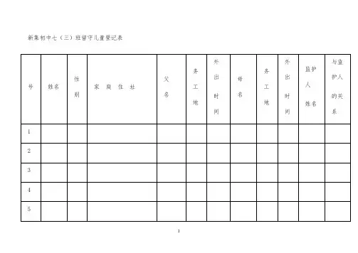 留守儿童登记表
