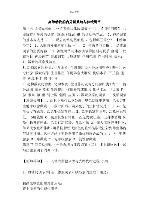 优品课件之高等动物的内分泌系统与体液调节