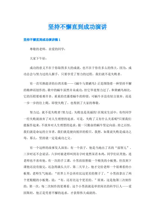 坚持不懈直到成功演讲
