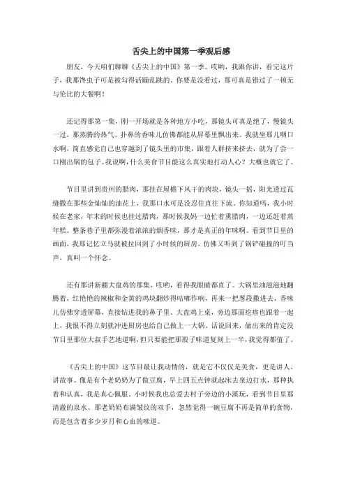舌尖上的中国第一季观后感
