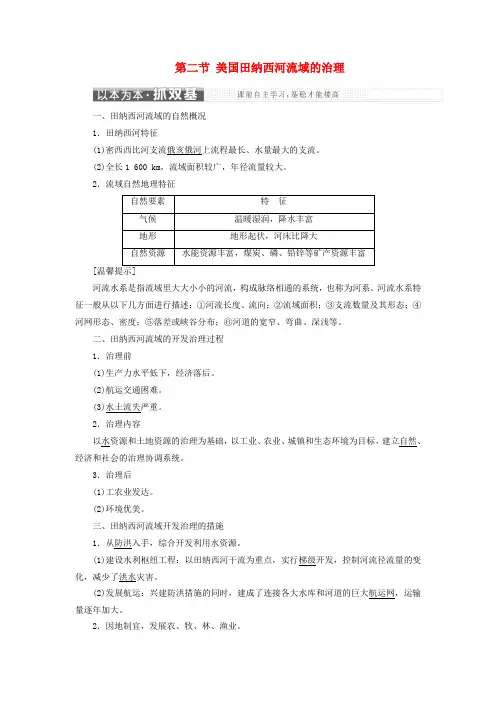 2019高中地理 第二章 区域可持续发展 第二节 美国田纳西河流域的治理讲义(含解析)中图版必修3