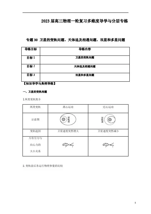 专题30 卫星的变轨问题、天体追及相遇问题、双星和多星问题(解析版)