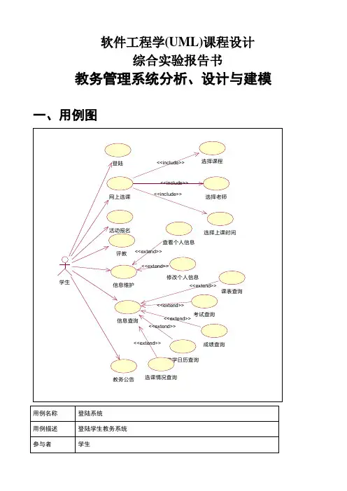 教务管理系统分析、设计与建模