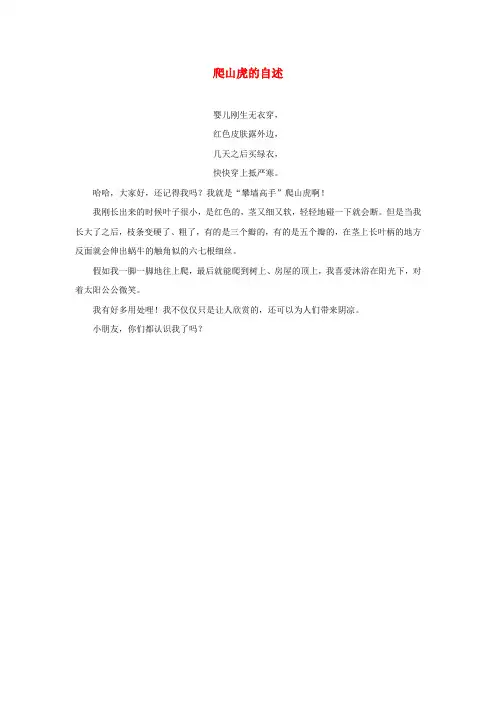 四年级语文上册 第四单元 17《爬山虎的脚》拓展知识 爬山虎的自述素材 冀教版
