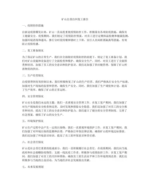 矿山自查自纠复工报告