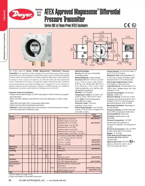 Dwyer Instruments 差压传感器说明书