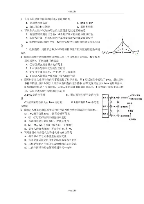 河南省新野县第三高级中学2015届高三上学期第五次周考生物试卷