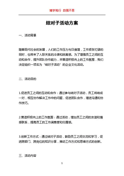 结对子活动方案 2