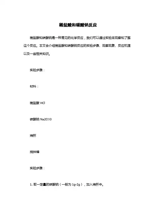 稀盐酸和碳酸钠反应