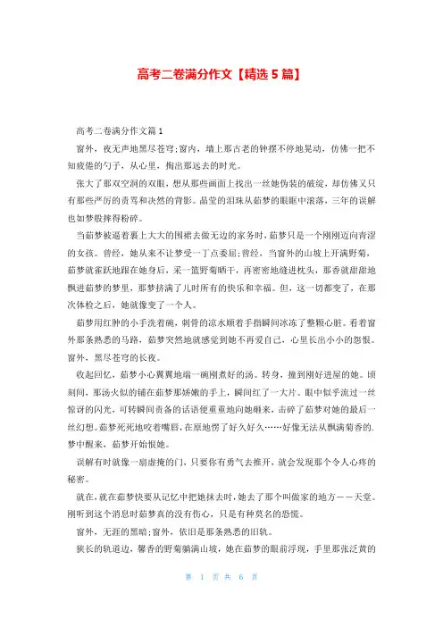 高考二卷满分作文【精选5篇】