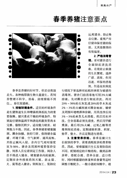 春季养猪注意要点