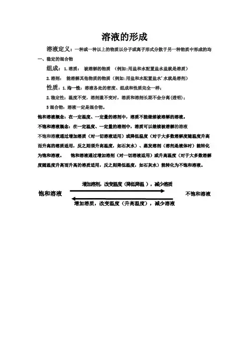溶液的形成