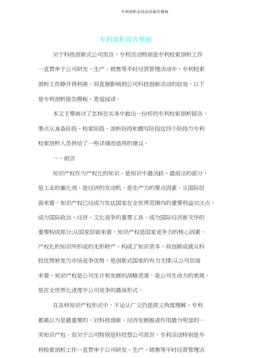 专利分析报告模板