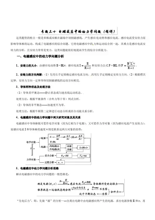 2019年高考物理双基突破：专题30-电磁感应中的动力学问题(精讲)(含解析)