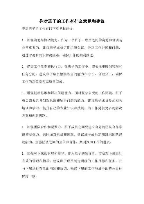 你对班子的工作有什么意见和建议