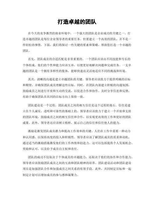 打造卓越的团队