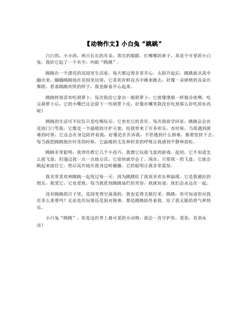 【动物作文】小白兔“跳跳”