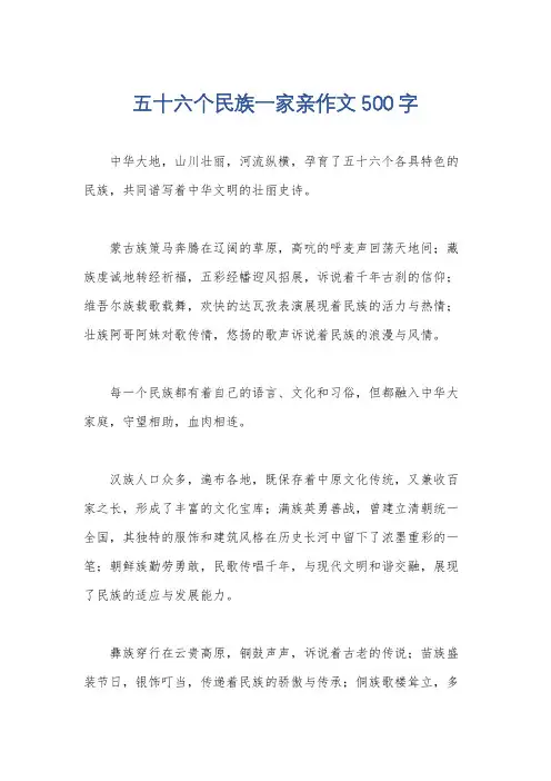 五十六个民族一家亲作文500字