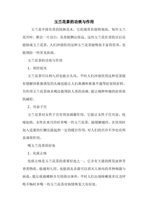 玉兰花茶的功效与作用