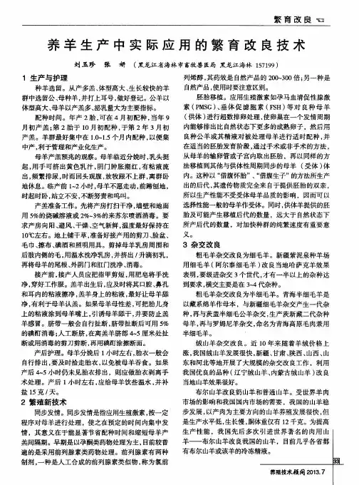 养羊生产中实际应用的繁育改良技术