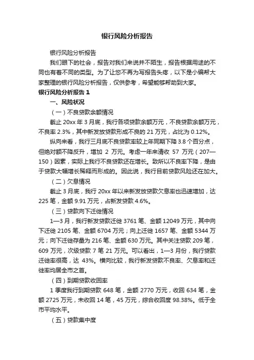 银行风险分析报告