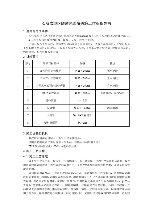 石灰岩地区隧道光面爆破施工作业指导书.doc